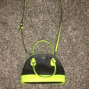 NWOT Dark Brown and Neon Coach Purse